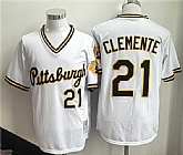 Men's Pittsburgh Pirates #21 Roberto Clemente White Stitched Jersey,baseball caps,new era cap wholesale,wholesale hats
